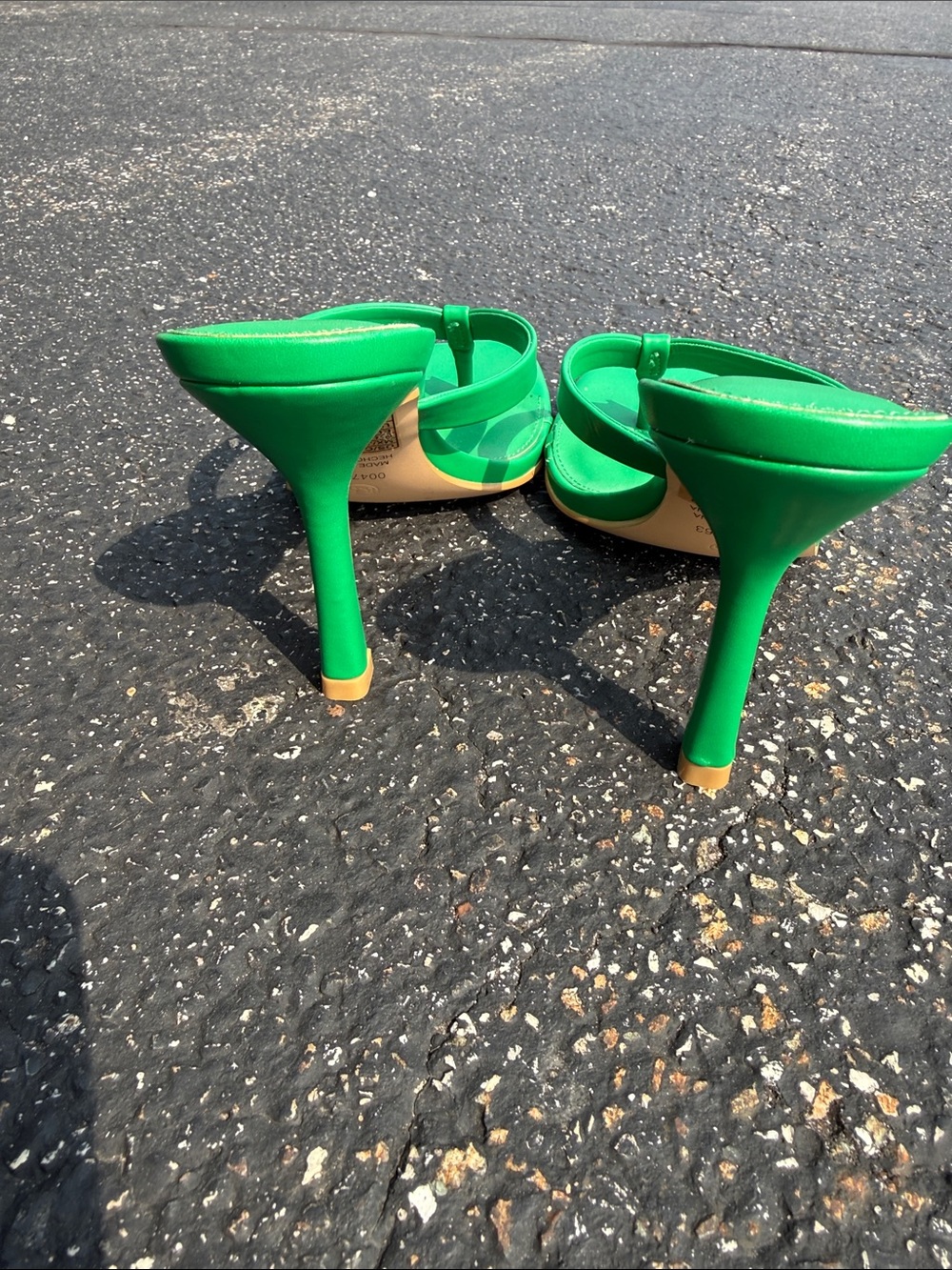 Forever 21 Green Square-Toe Slide Sandals heels women’s 8.5 never worn - Picture 4 of 5